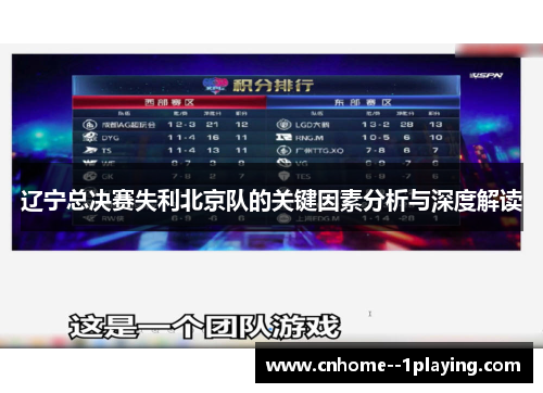 辽宁总决赛失利北京队的关键因素分析与深度解读